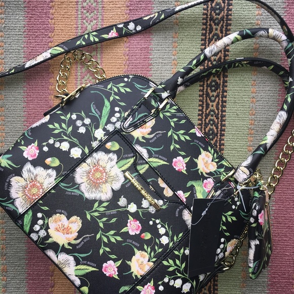 Steve Madden Handbags - *SOLD* NWT Steve Madden Black Floral Crossbody